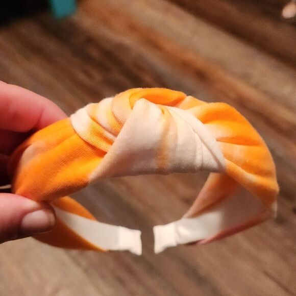 Groovy Pink and Orange Tie Dye Top Knot Headband - Picture 2 of 2